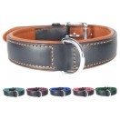 Ace Comfy LEATHER DOG COLLAR Padded And lined with soft Lamb's Leather (Tan, Baby Blue, Purple, Blue, Pink, Green)
